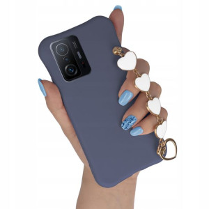 Etui Mat Granat Do XIAOMI 11T 5G Łańcuszek Serca