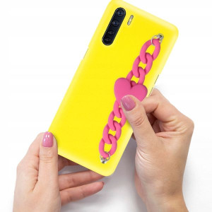 Etui Mat Żółte Blink do OPPO RENO 3 Malinowe Serce