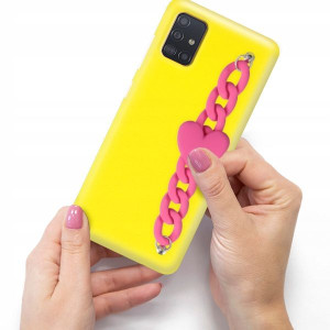 Etui Mat Żółte Blink do SAMSUNG A51 Malinowe Serce