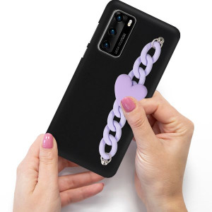 Etui Matowe Blink Do HUAWEI P40 Łańcuszek Fiolet