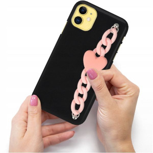 Etui Matowe Blink Do IPHONE 11 Jasny Róż Łańcuszek