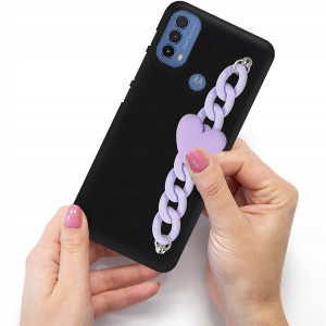 Etui Matowe Blink Do MOTOROLA E30 Łańcuszek Fiolet