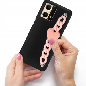 Etui Matowe Blink Do OPPO RENO 7 4G Róż Łańcuszek