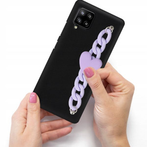Etui Matowe Blink Do SAMSUNG A42 Łańcuszek Fiolet