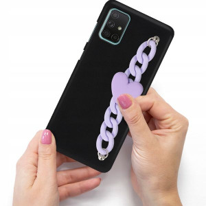 Etui Matowe Blink Do SAMSUNG A71 Łańcuszek Fiolet