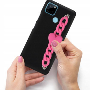 Etui Matowe Blink Serce Łańcuszek Do REALME C21Y