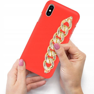 Etui Matowe Czerwone Blink do IPHONE X Łańcuszek