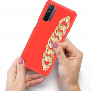 Etui Matowe Czerwone Blink do OPPO A91 Łańcuszek