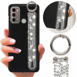 Etui Matowe Diamenty Pasek do MOTOROLA G40 FUSION