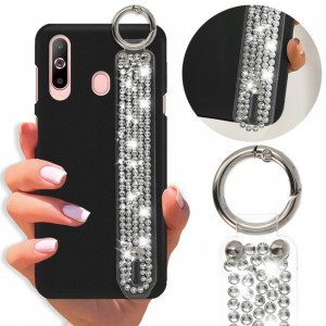 Etui Matowe Diamenty Pasek do SAMSUNG A60 Ochronne