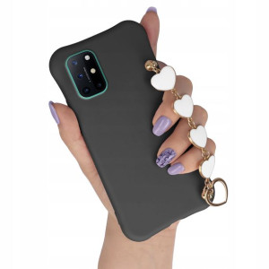 Etui Matowe do ONEPLUS 8T Biały Łańcuszek Serca