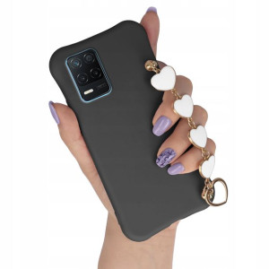 Etui Matowe do REALME 8 5G Biały Łańcuszek Serca