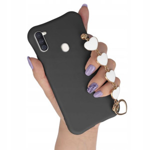 Etui Matowe do SAMSUNG A11 Biały Łańcuszek Serca