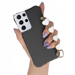 Etui Matowe do SAMSUNG S21 ULTRA Biały Łańcuszek