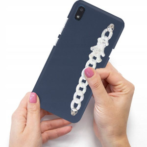 Etui Matowe Granat Blink do LG K20 Łańcuszek Miś