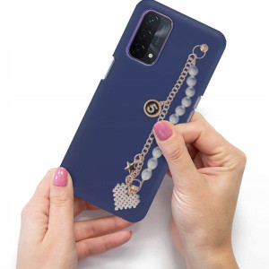 Etui Matowe Granat Blink do OPPO A74 5G Łańcuszek