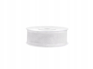 Tasiemka szyfonowa lamówka 25 m x 2,5 cm biały