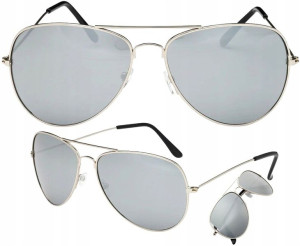 Męskie AVIATOR Srebrne Okulary PILOTKI metalowe