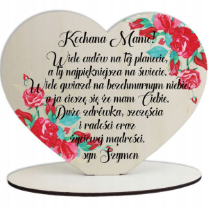 Drewniana Statuetka Dzień Mamy Nadruk Życzenia Y3