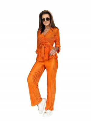 Elegancki Dwuczęściowy Komplet Plisowany-Orange