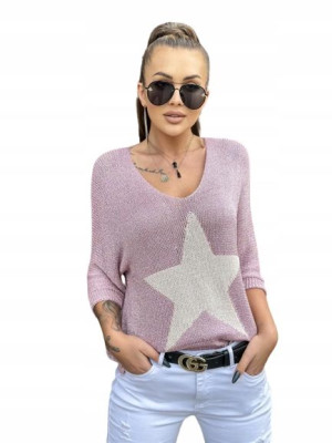 Asymetryczny Sweter Ze Złotą Nitką Star