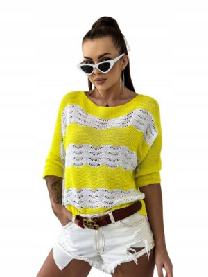 Sweter z Zakrzywionymi Liniami Ozdobiony