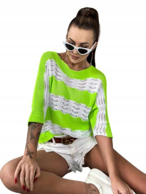 Sweter z Zakrzywionymi Liniami Ozdobiony