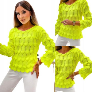 Sweter Splot Rybia Łuska-Limonkowy