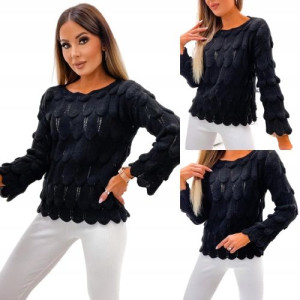 Sweter Splot Rybia Łuska-Czarny