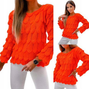 Sweter Splot Rybia Łuska-ORANGE