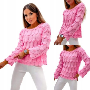 Sweter Splot Rybia Łuska-Cukierkowy