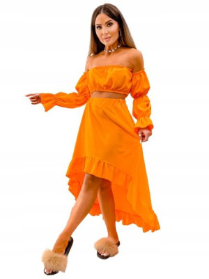 Asymetryczny Spódnica + Top Hiszpanska-Orange