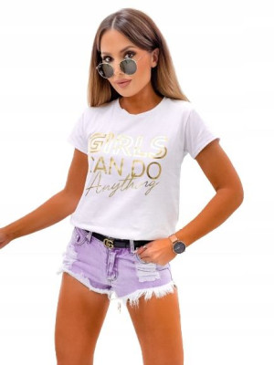 Modna Bluzka z Złotym Napisem Girl Can Do Anything