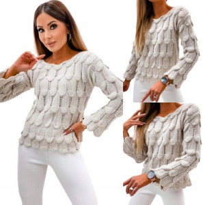Sweter Splot Rybia Łuska-Beżowy