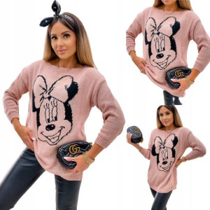 Sweter damski z Myszką Mini Brudny róż