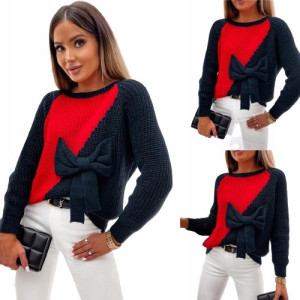 Modne i eleganckie sweter z dużą kokardą GRANAT