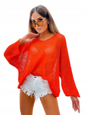 Over Size Sweter z Gwiazdą z Przodu-Orangre