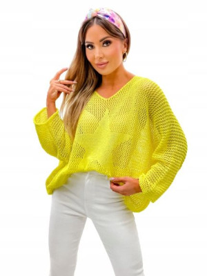 Over Size Sweter z Gwiazdą z Przodu-ŻÓŁTY