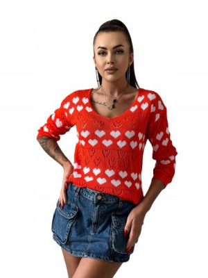 Sweter z długim rękawem w serduszka