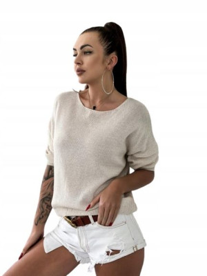 Sweter w stylu klasycznym-Beżowy