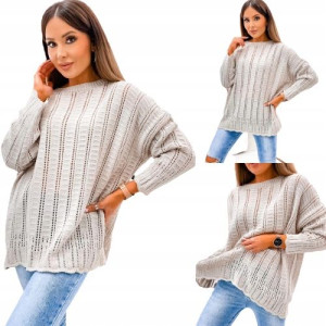 Oversizowy sweter damski BEŻOWY