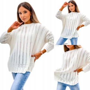 Oversizowy sweter damski BIAŁY