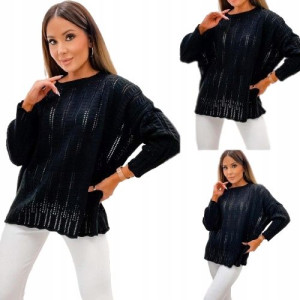 Oversizowy sweter damski CZARNY