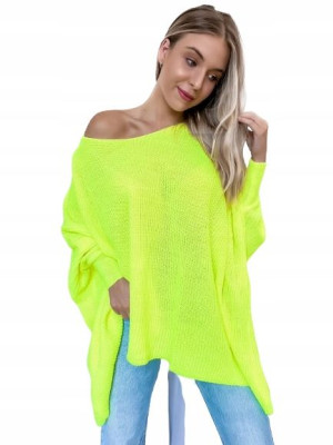 Oversizowy sweter damski Plus size LIMONKA NEON