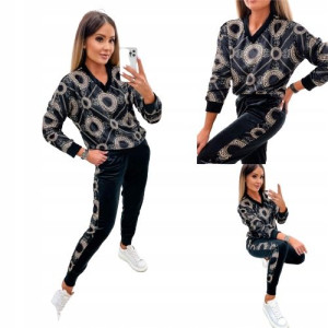 Dresy welurowe modny komplet bluza spodnie lampas