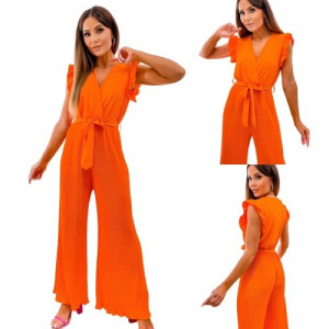 Kombinezon z Plisowanymi Spodniami-Orange