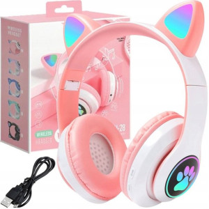 Słuchawki Dla Dzieci Bluetooth Led Rgb Kocie Uszy