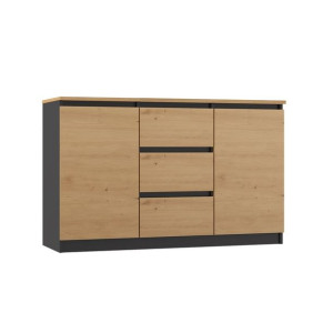 Komoda 2d3s 120 - Antracyt / Dąb Artisan Blat Artisan