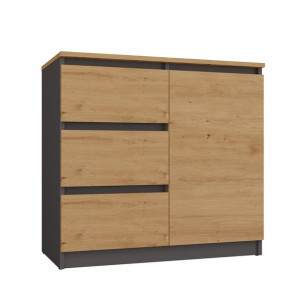 Komoda 1 Drzwi 3 Szuflady Ant/art Blat Artisan Komplet