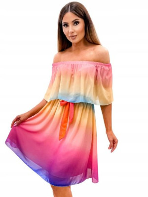 Szyfonowa Sukienka Hiszpanska Summer Multicolor